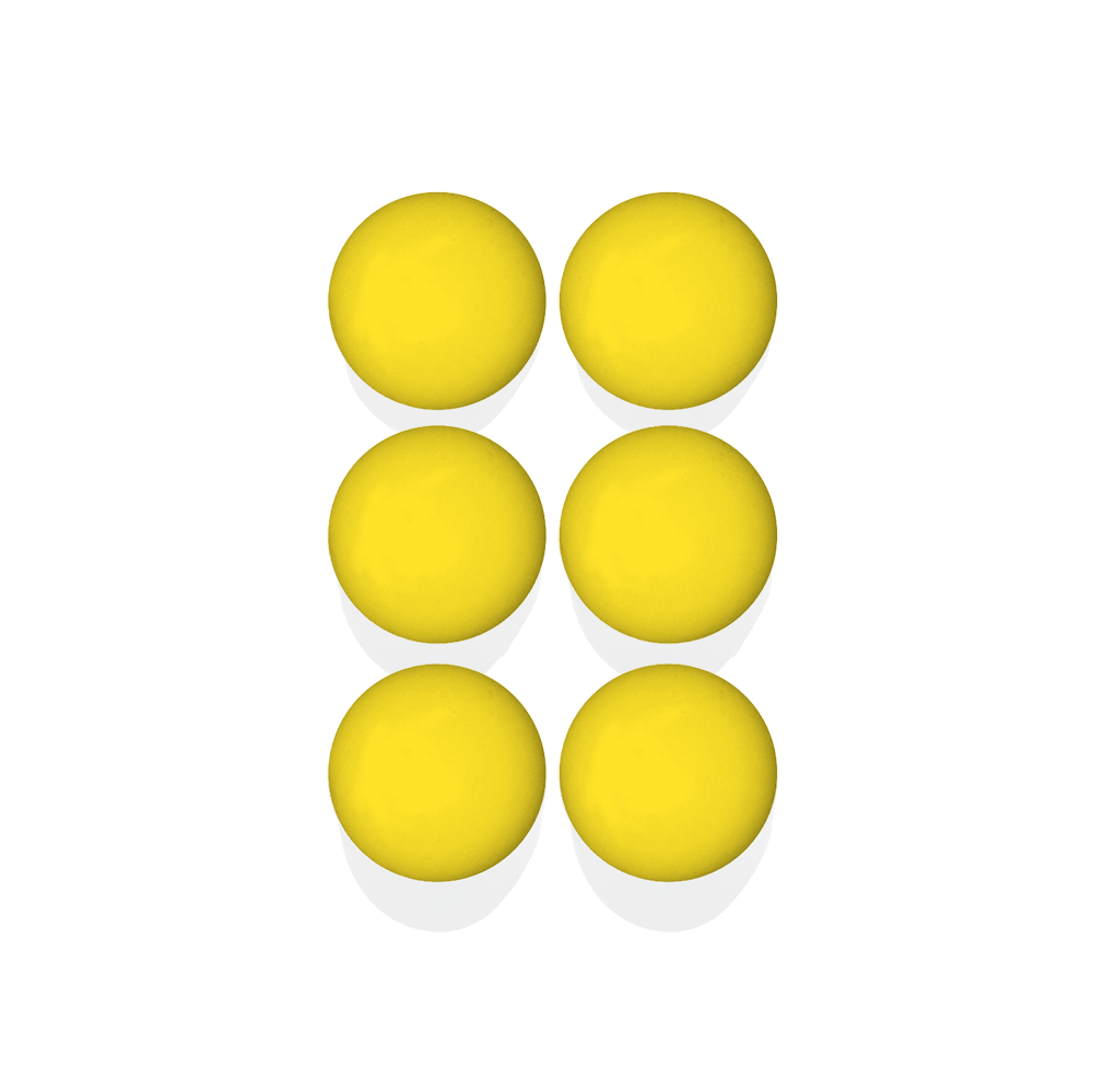 The Lax.com Lacrosse Balls - 6-Pack, known for their quality, are displayed in a formation of two columns of three on a light background.