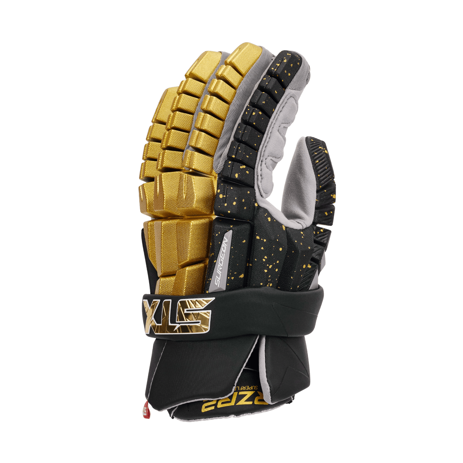 STX RZR2 Lacrosse Gloves Men's Gloves Black/Gold Lax.com